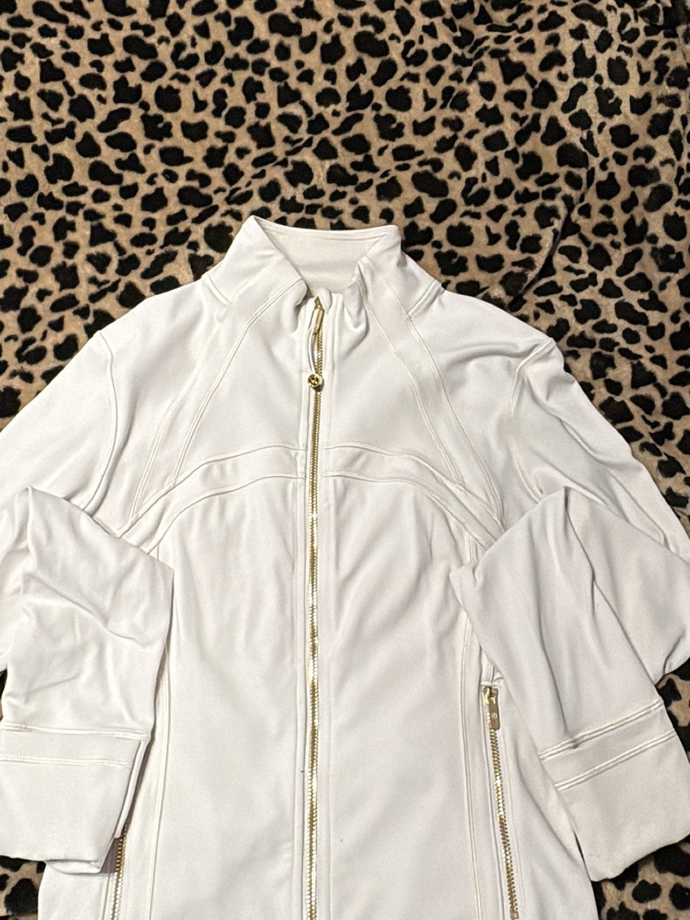 lululemon athletica White Bomber Jacket with Gold Zippers - Picture 1 of 2